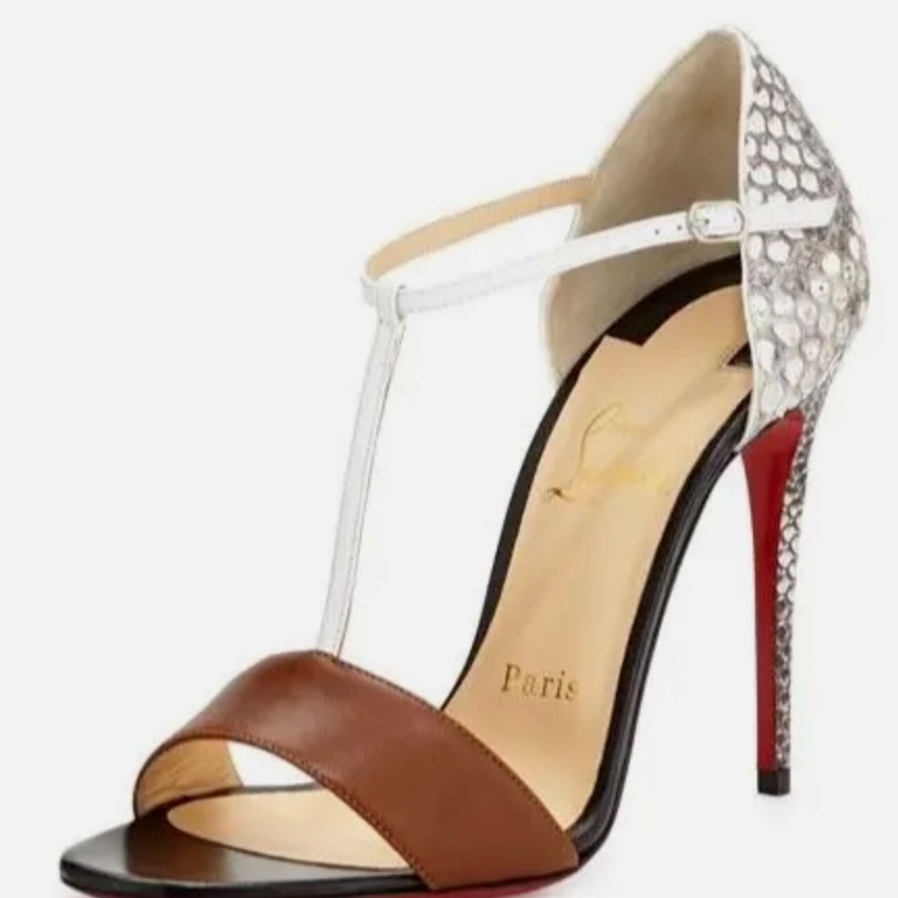 Christian Louboutin Never Worn Python T-Strap Hee… - image 4